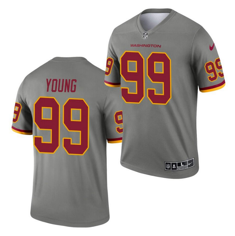 Men's Washington Football Team Washington Football Team #99 Chase Young Gray Inverted Legend Stitched Jersey Men's Washington Football Team Washington Football Team #99 Chase Young Gray Inverted Legend Stitched Jersey